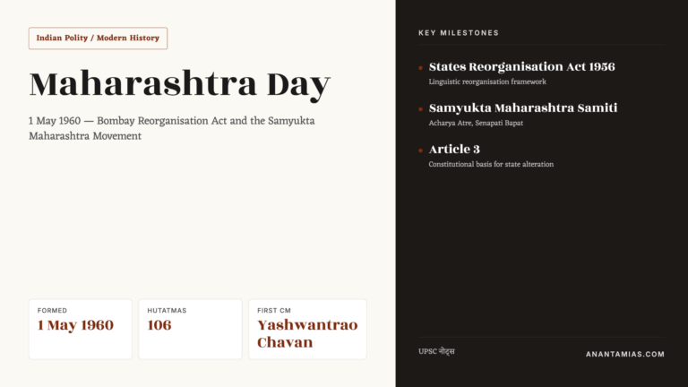 Maharashtra Day 2026 (May 1): Formation, History and Significance - featured image for UPSC preparation