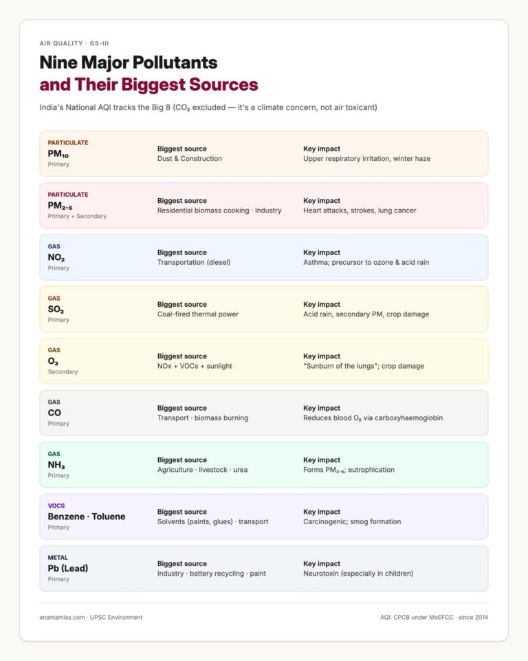 Nine Major Air Pollutants and Their Biggest Sources