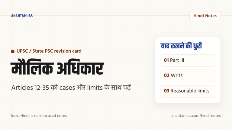 मौलिक अधिकार — अनुच्छेद 12 से 35, प्रकार और परीक्षा नोट्स — UPSC Hindi notes