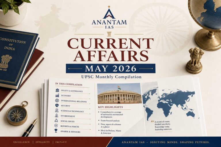 UPSC Monthly Current Affairs for UPSC 2026 | Prelims & Mains Notes