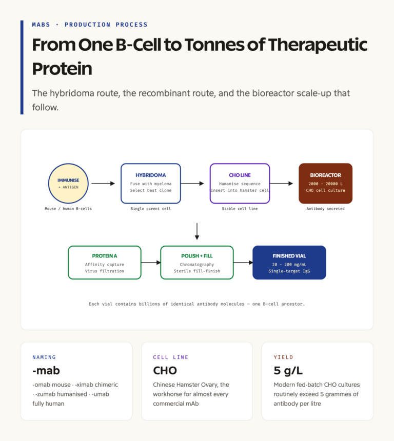 How Monoclonal Antibodies Are Produced: From B-Cell to Bioreactor
