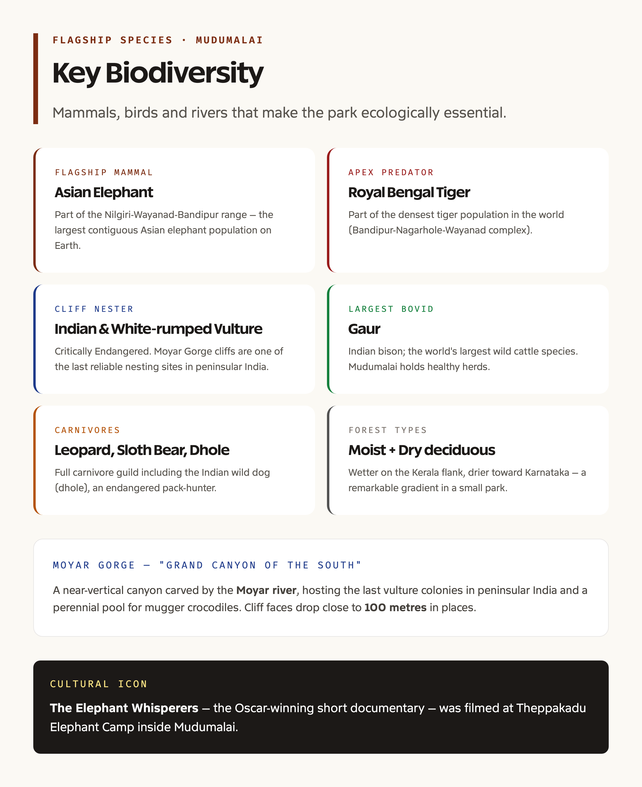 Key biodiversity grid of Mudumalai with flagship species