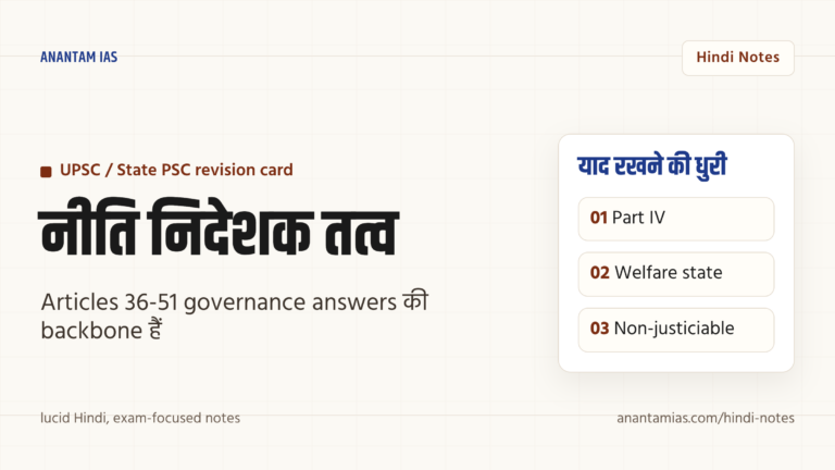 राज्य की नीति के निदेशक तत्व — अनुच्छेद 36 से 51, वर्गीकरण और महत्त्व — UPSC Hindi notes