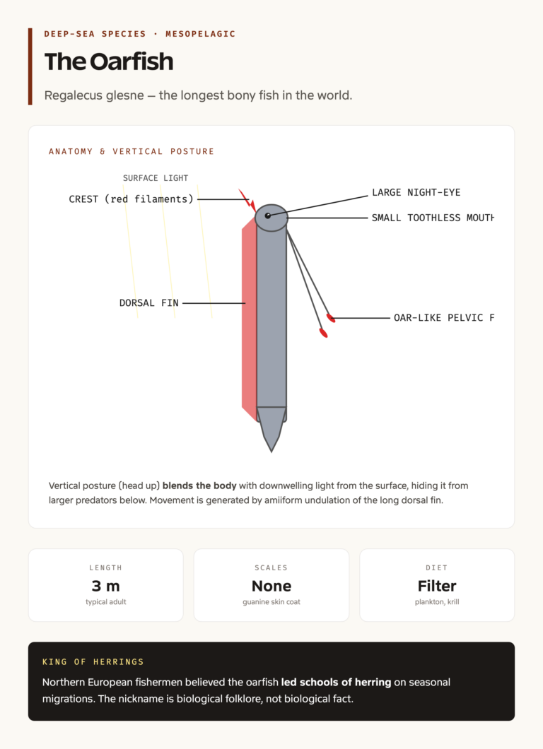 Oarfish anatomy and vertical swimming posture