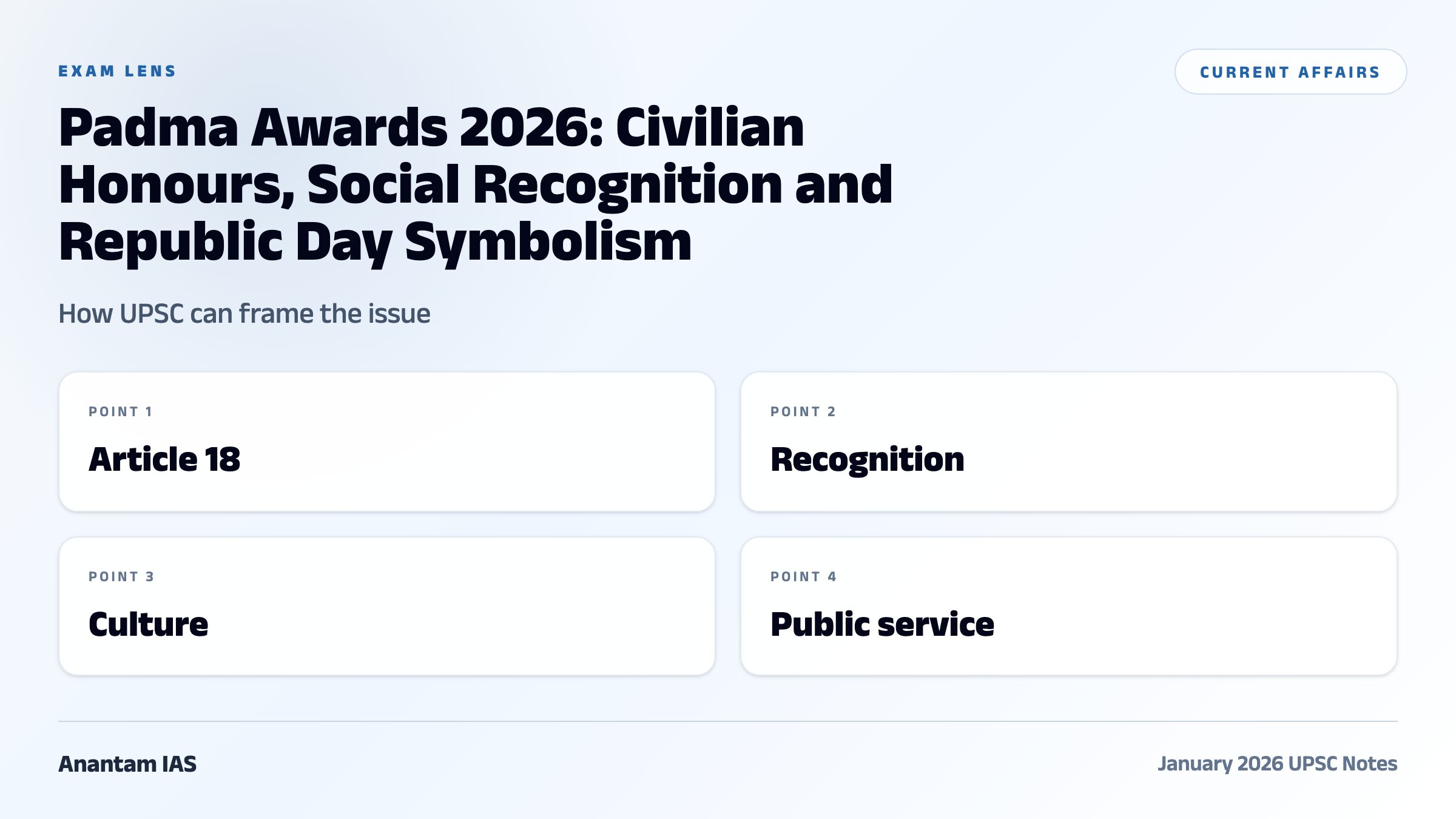 Padma Awards 2026: Civilian Honours, Social Recognition and Republic Day Symbolism exam framework