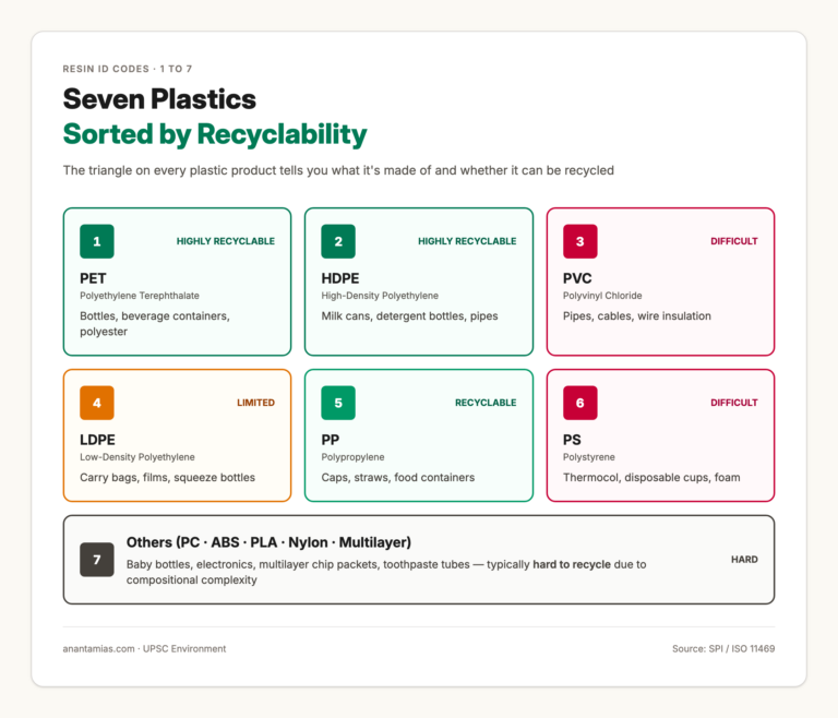 Seven Plastic Resin Codes and Their Recyclability