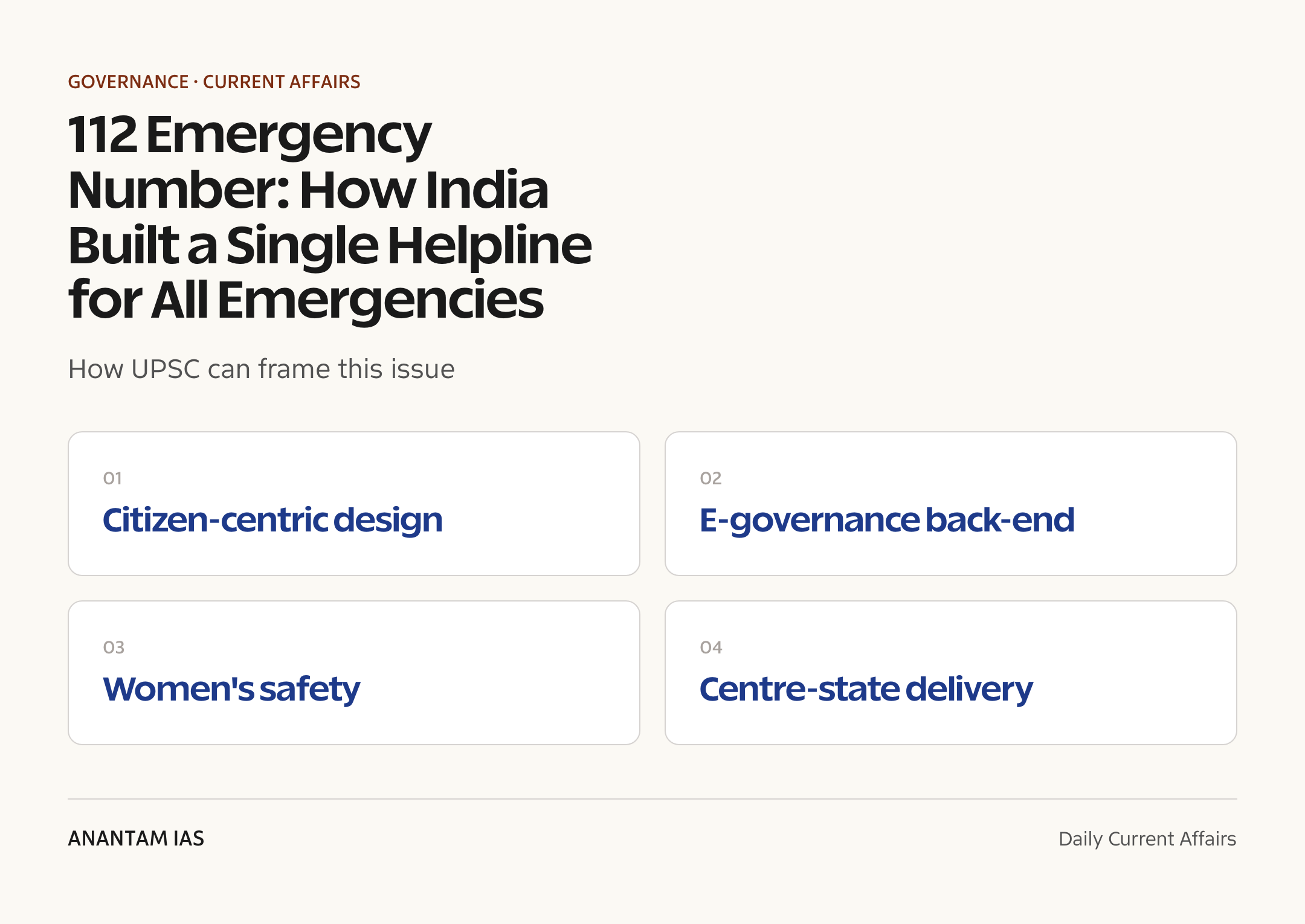 112 Emergency Number: How India Built a Single Helpline for All Emergencies — exam lens