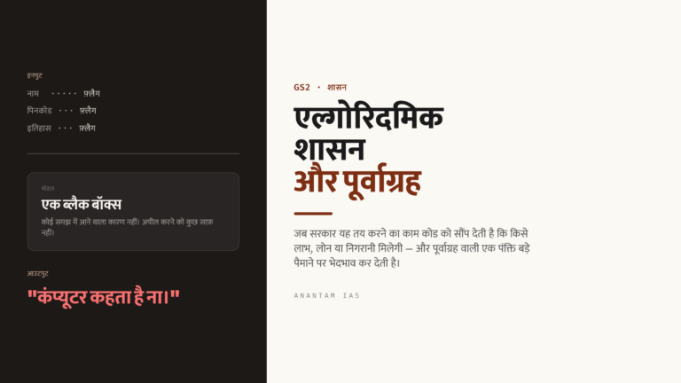 एल्गोरिदमिक शासन और एल्गोरिदमिक पूर्वाग्रह: जब कोड सार्वजनिक फ़ैसले करता है (UPSC शासन)