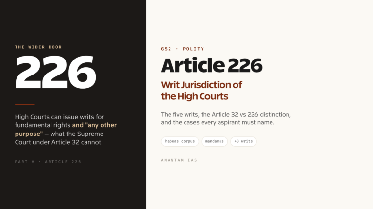 Article 226 of the Indian Constitution: Writ Jurisdiction of High Courts