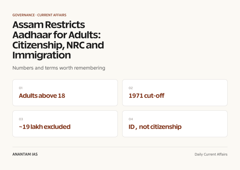 Assam Restricts Aadhaar for Adults: Citizenship, NRC and Immigration graphic 1 for UPSC current affairs