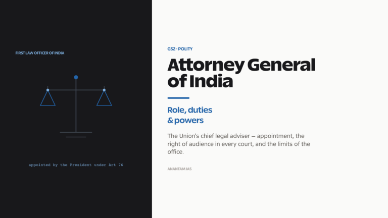 Attorney General of India: role, duties and powers under Article 76