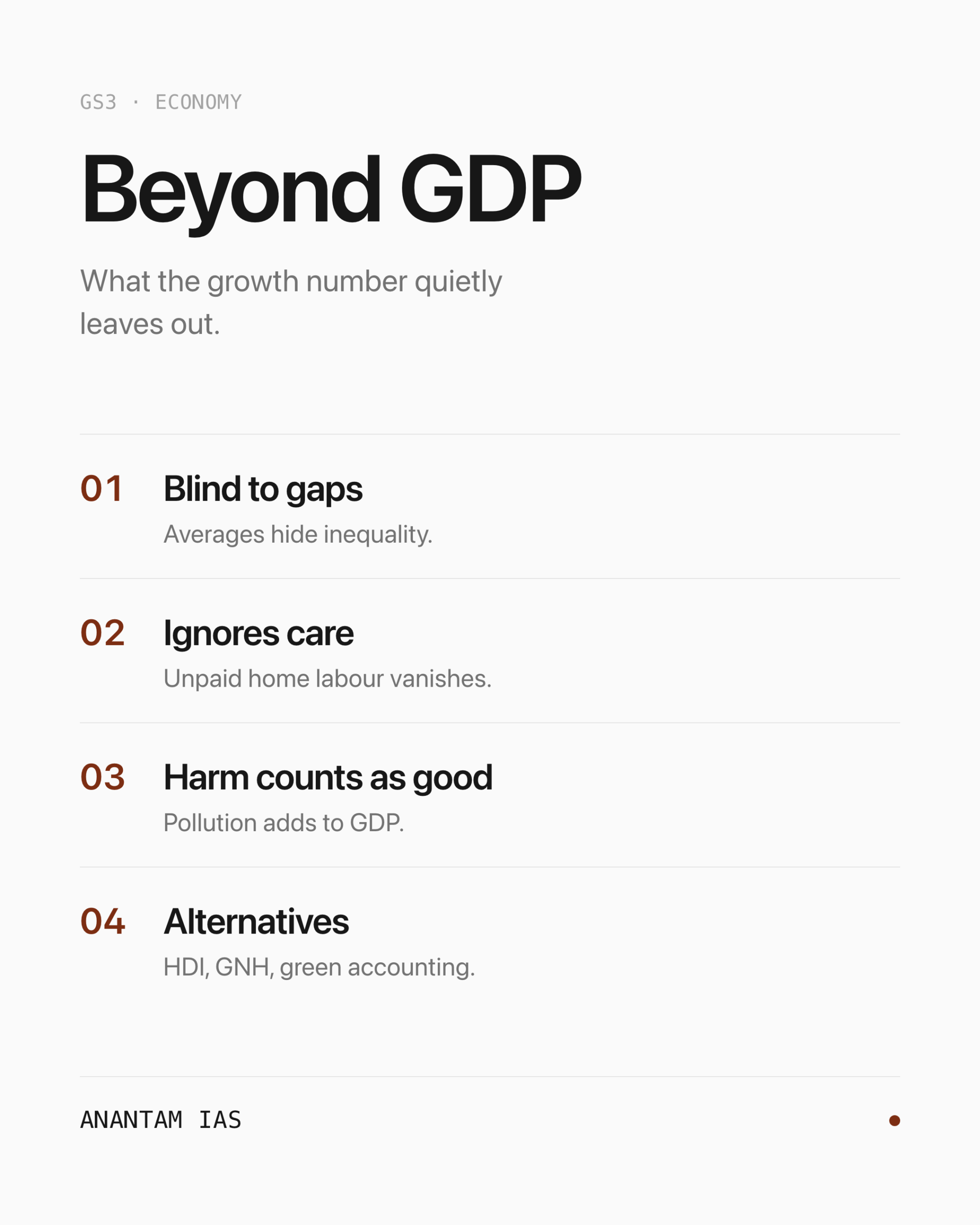 Beyond GDP — key ideas at a glance