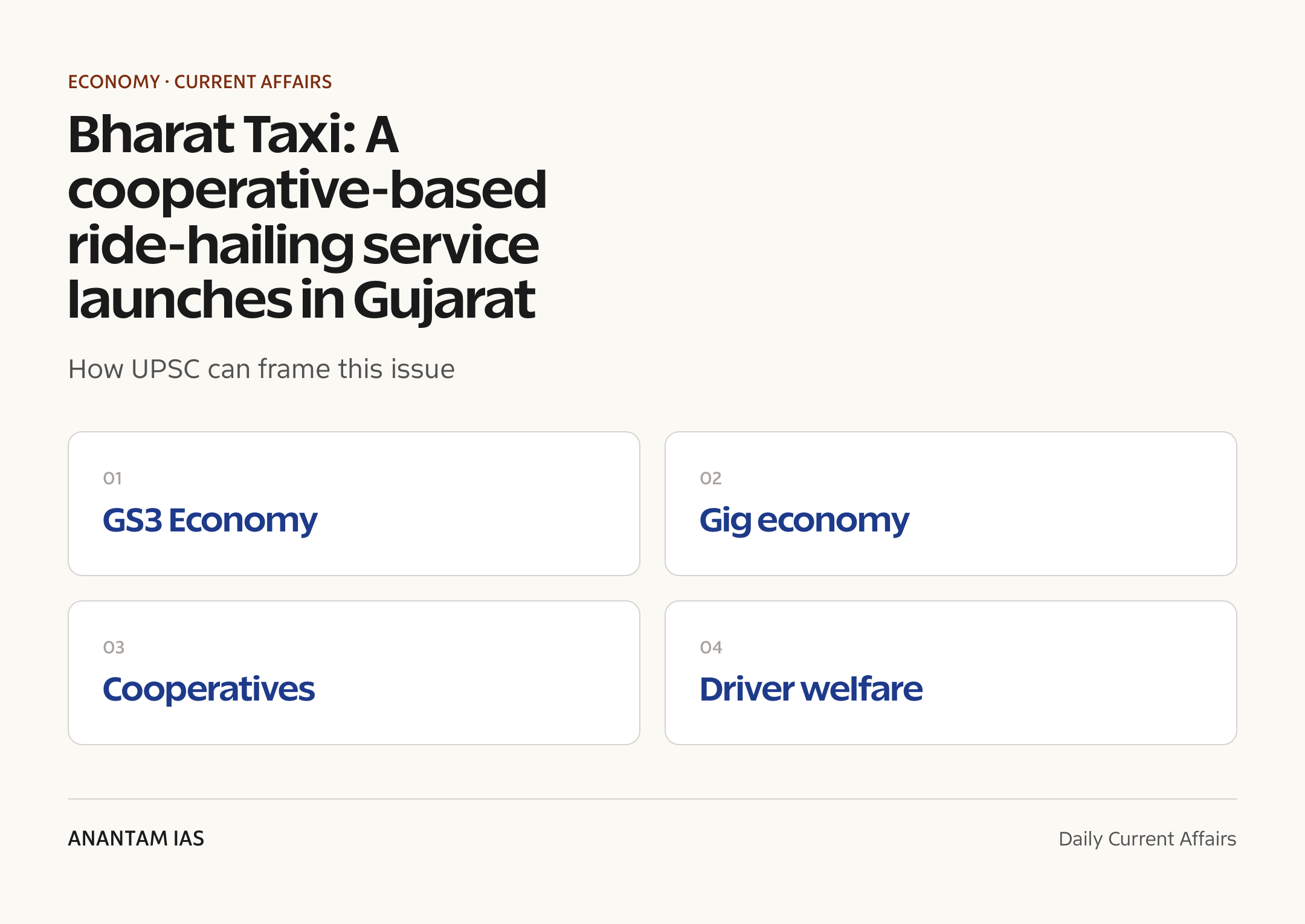 Bharat Taxi: A cooperative-based ride-hailing service launches in Gujarat — exam lens