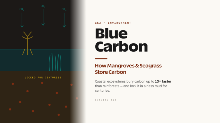 Blue Carbon: How Mangroves and Seagrass Store Carbon (UPSC Environment)