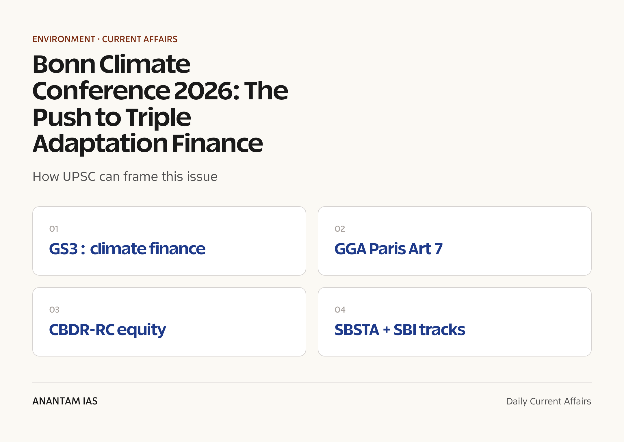 Bonn Climate Conference 2026: The Push to Triple Adaptation Finance — exam lens