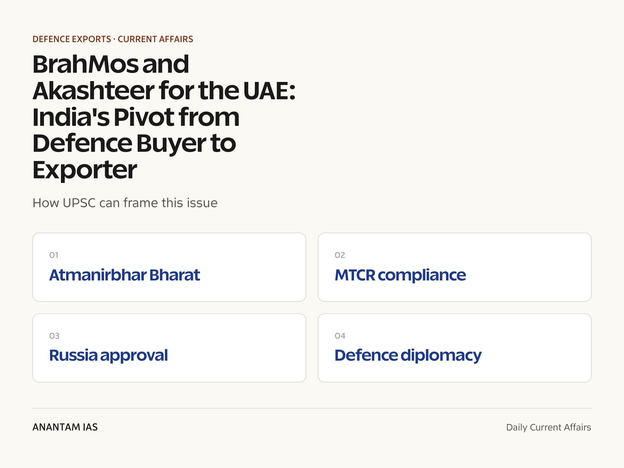 BrahMos and Akashteer for the UAE: India's Pivot from Defence Buyer to Exporter — exam lens