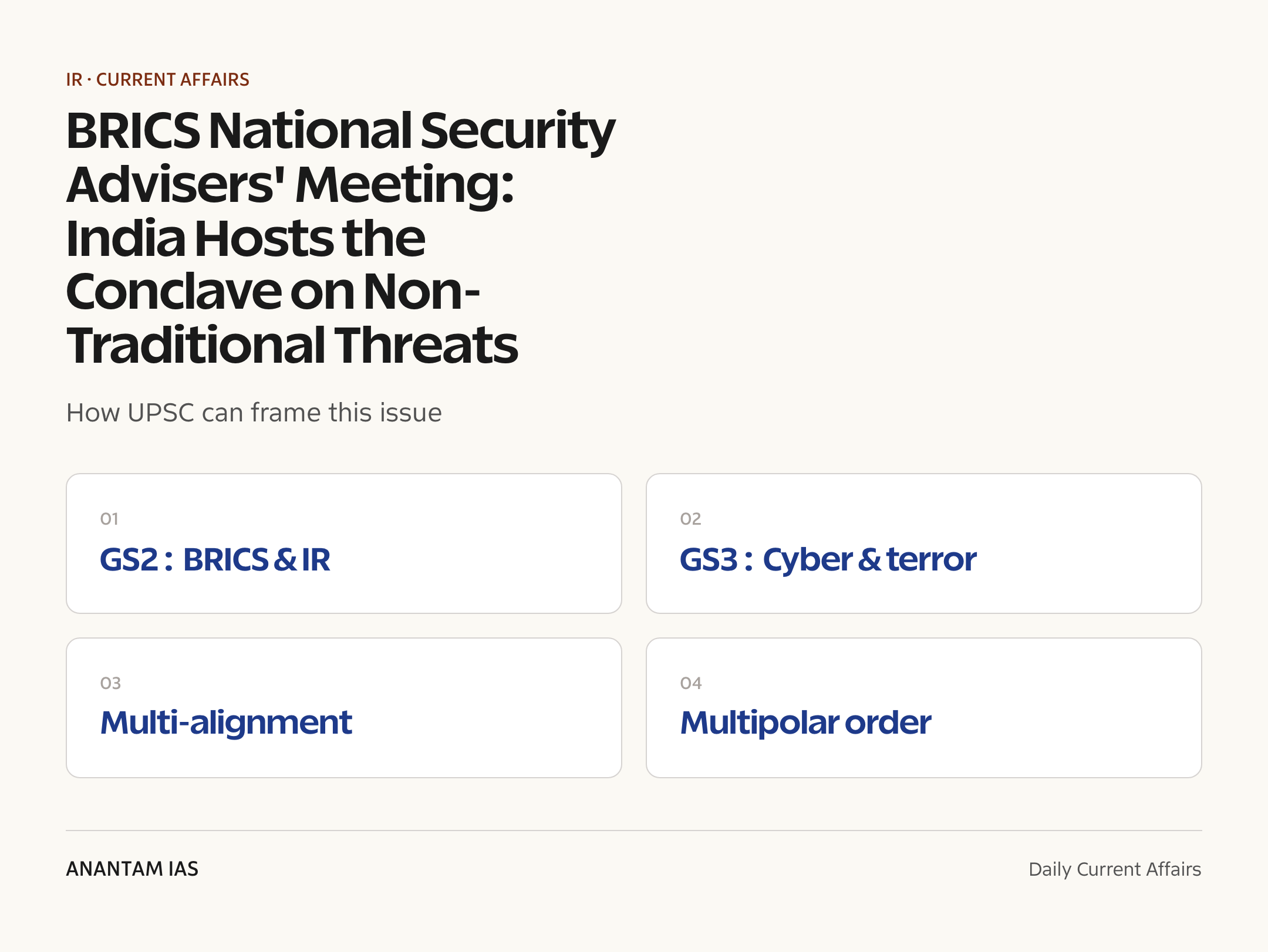 BRICS National Security Advisers' Meeting: India Hosts the Conclave on Non-Traditional Threats — exam lens