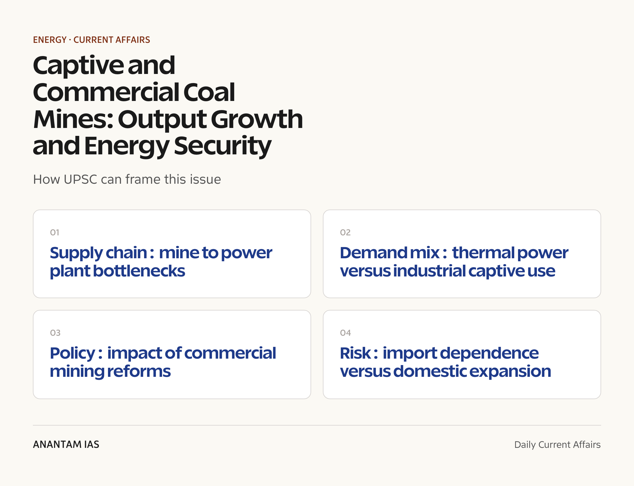 Captive and Commercial Coal Mines: Output Growth and Energy Security — exam lens