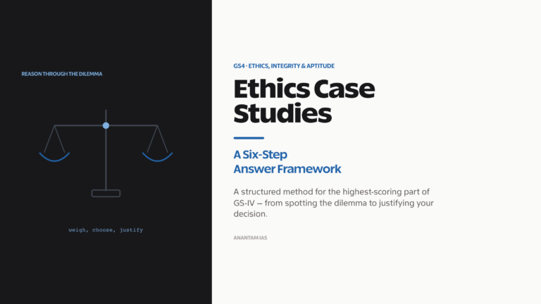 Editorial cover for the UPSC ethics case-study answer framework