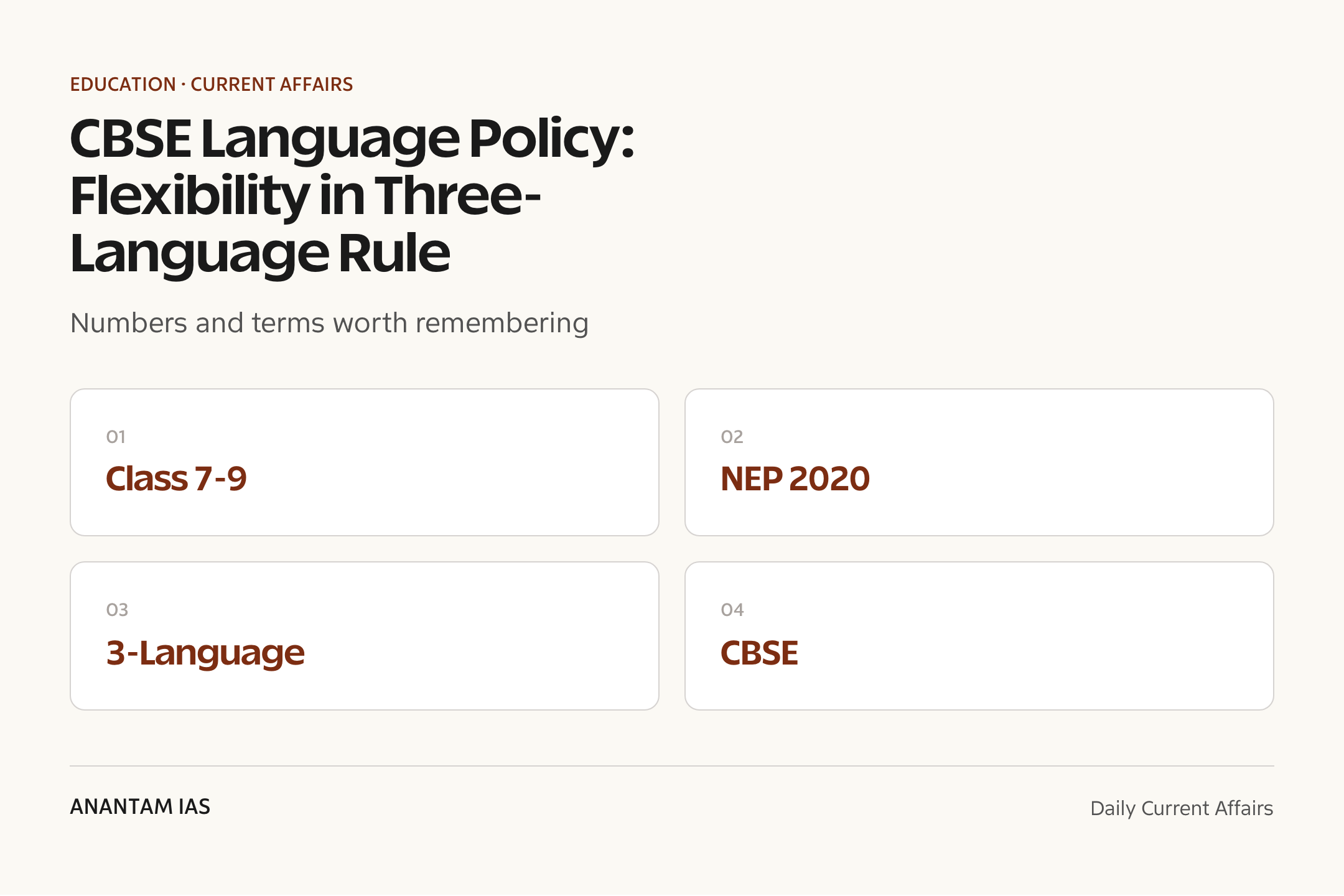 CBSE Language Policy: Flexibility in Three-Language Rule — quick facts