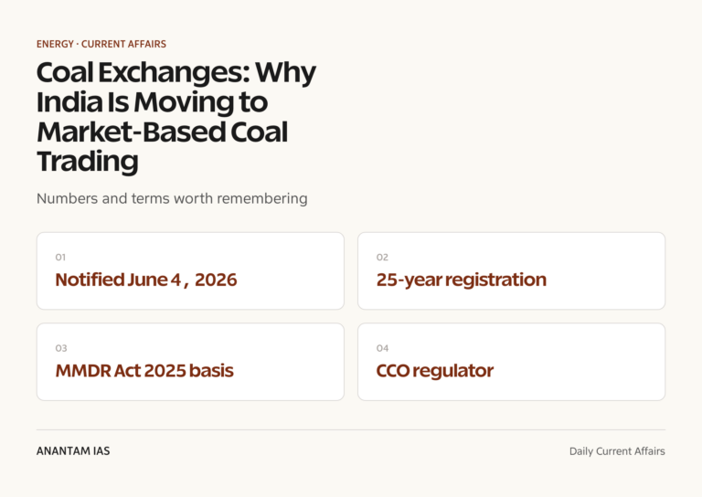 Coal Exchanges: Why India Is Moving to Market-Based Coal Trading graphic 1 for UPSC current affairs