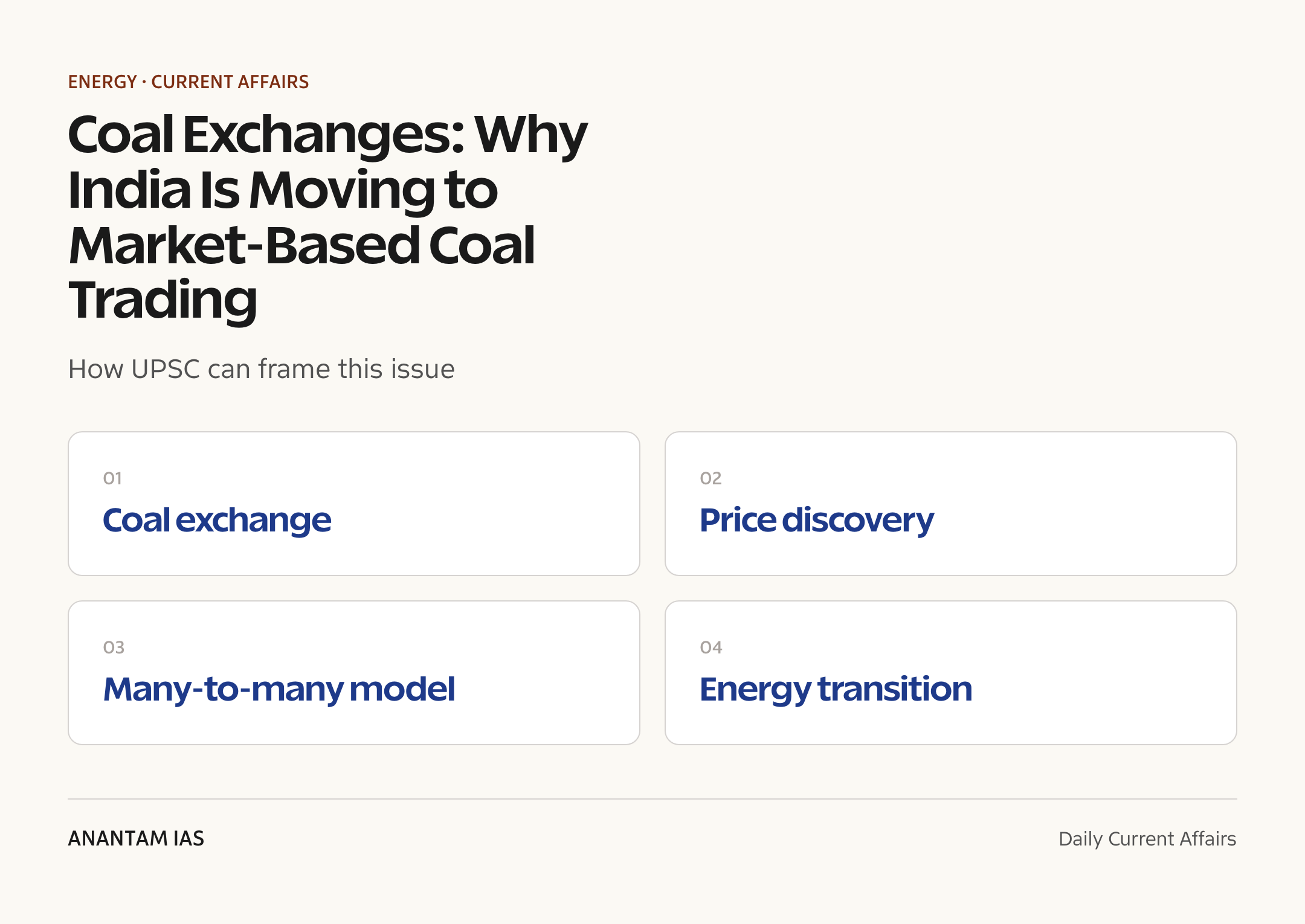 Coal Exchanges: Why India Is Moving to Market-Based Coal Trading — exam lens