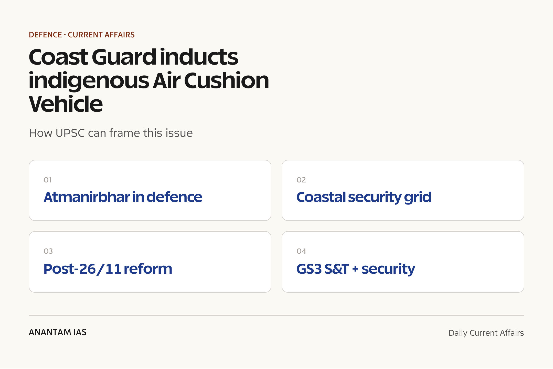 Coast Guard inducts indigenous Air Cushion Vehicle — exam lens