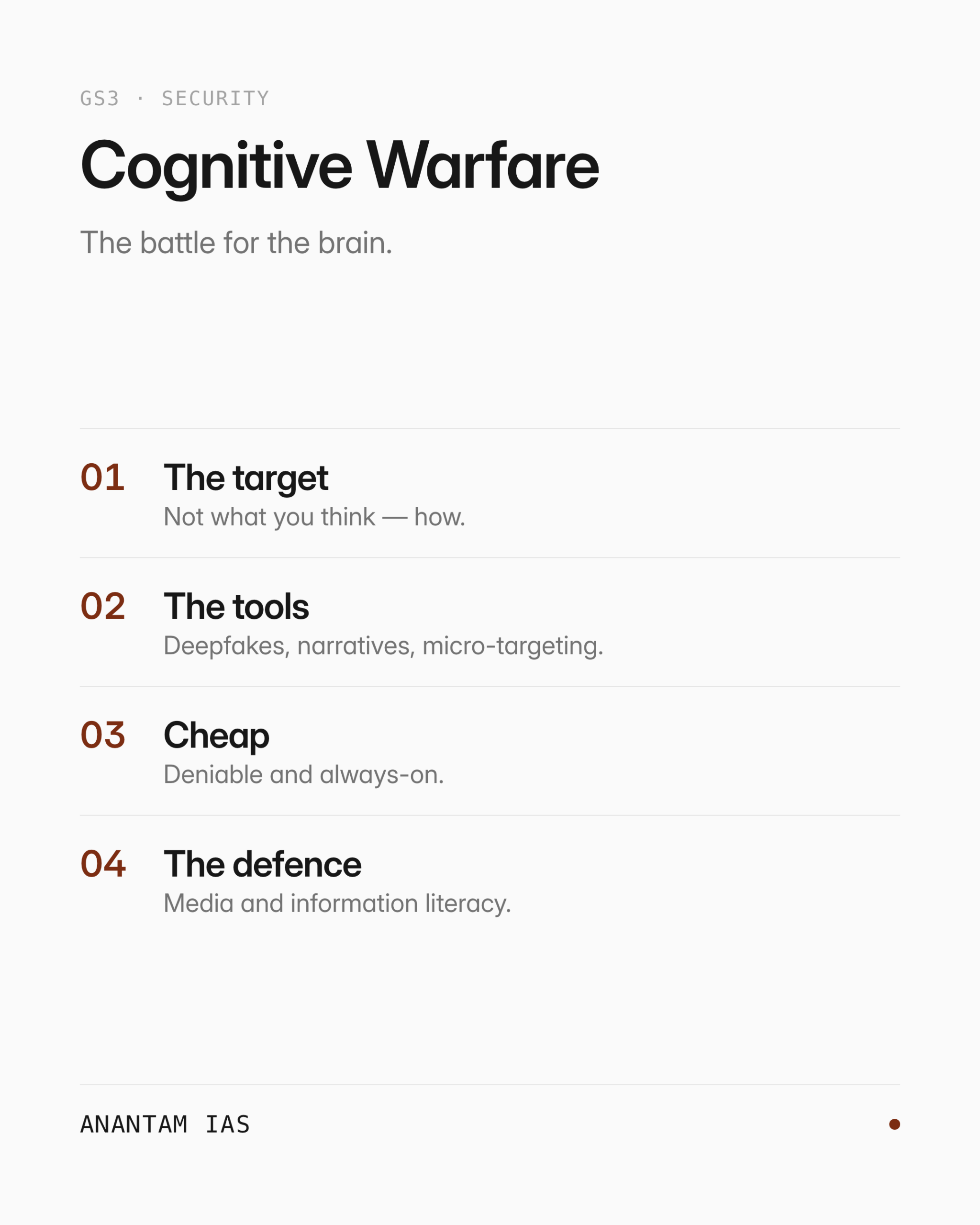 Cognitive Warfare — key ideas at a glance