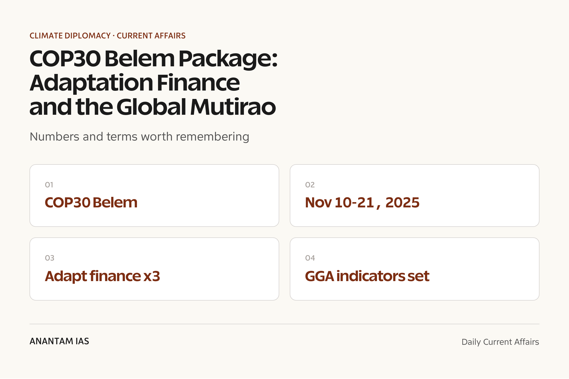 COP30 Belem Package: Adaptation Finance and the Global Mutirao — quick facts