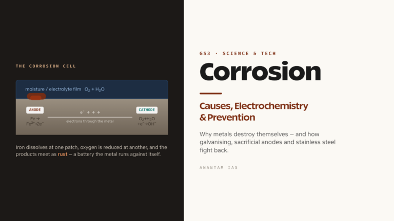 Corrosion: Causes, Electrochemistry and Prevention (UPSC Science & Tech)