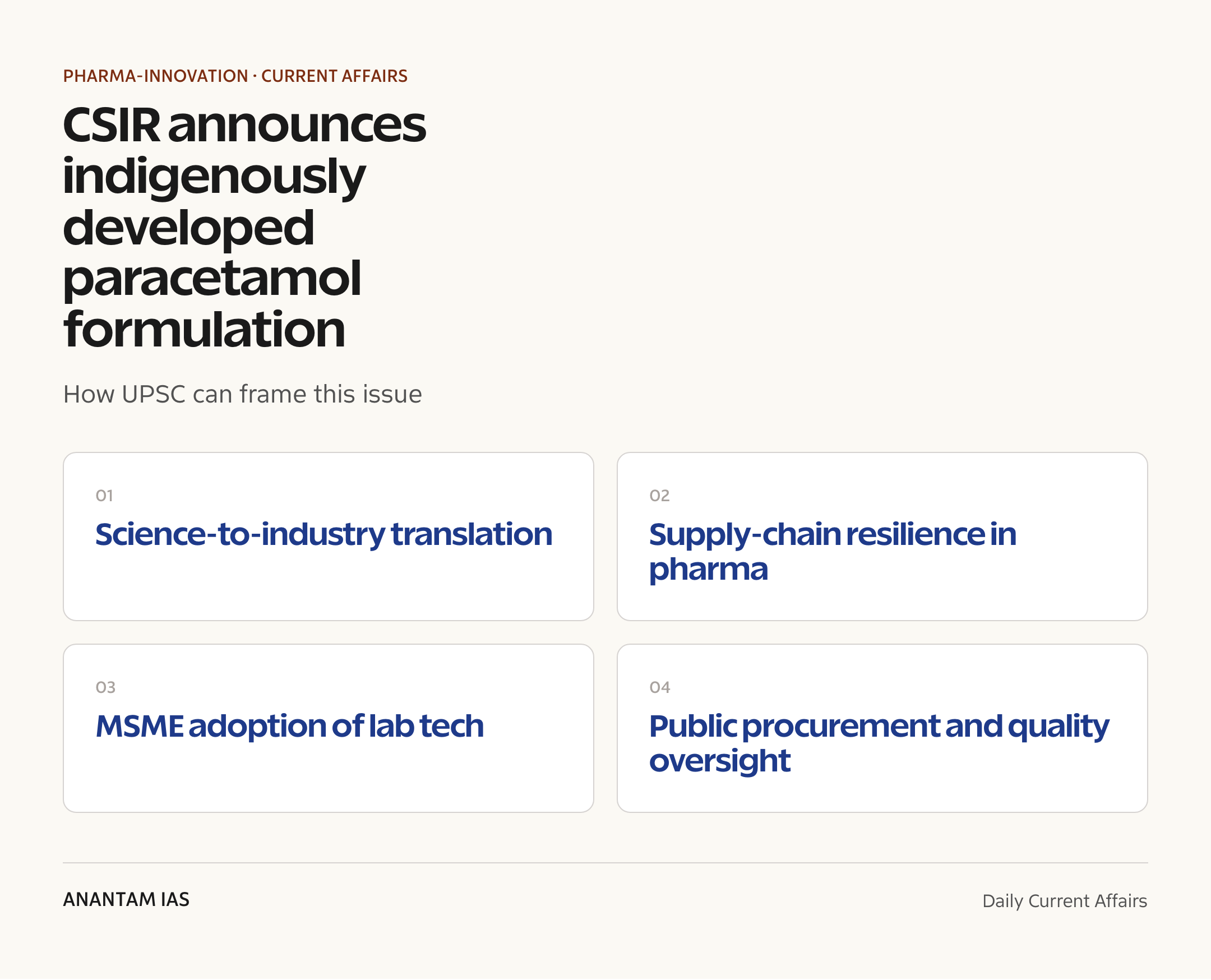 CSIR announces indigenously developed paracetamol formulation — exam lens