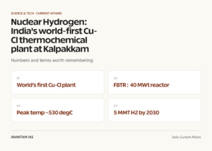Nuclear Hydrogen: India's world-first Cu-Cl thermochemical plant at Kalpakkam graphic 1 for UPSC current affairs