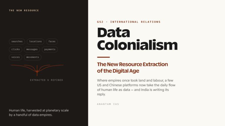 Data Colonialism: The New Resource Extraction of the Digital Age (UPSC GS2/Economy)