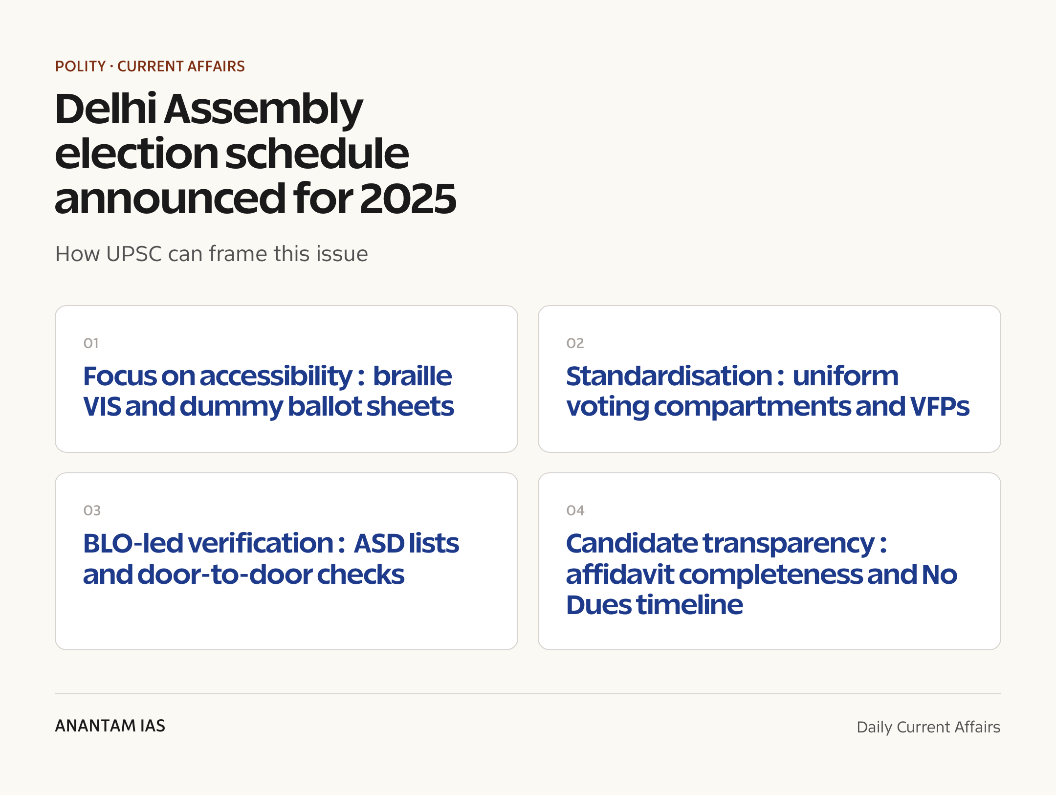 Delhi Assembly election schedule announced for 2025 — exam lens