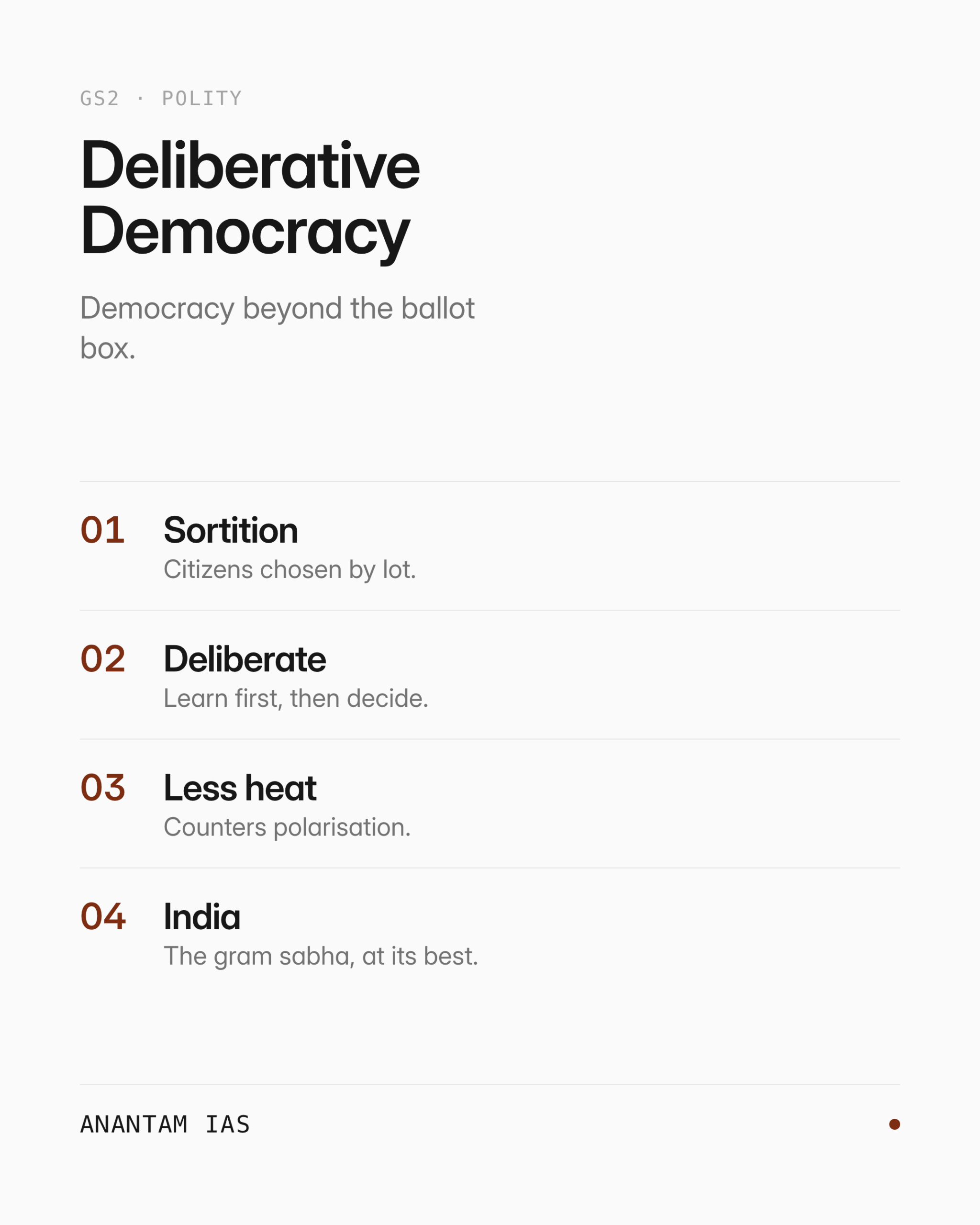 Deliberative Democracy — key ideas at a glance
