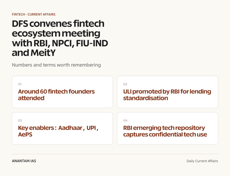 DFS convenes fintech ecosystem meeting with RBI, NPCI, FIU-IND and MeitY graphic 1 for UPSC current affairs