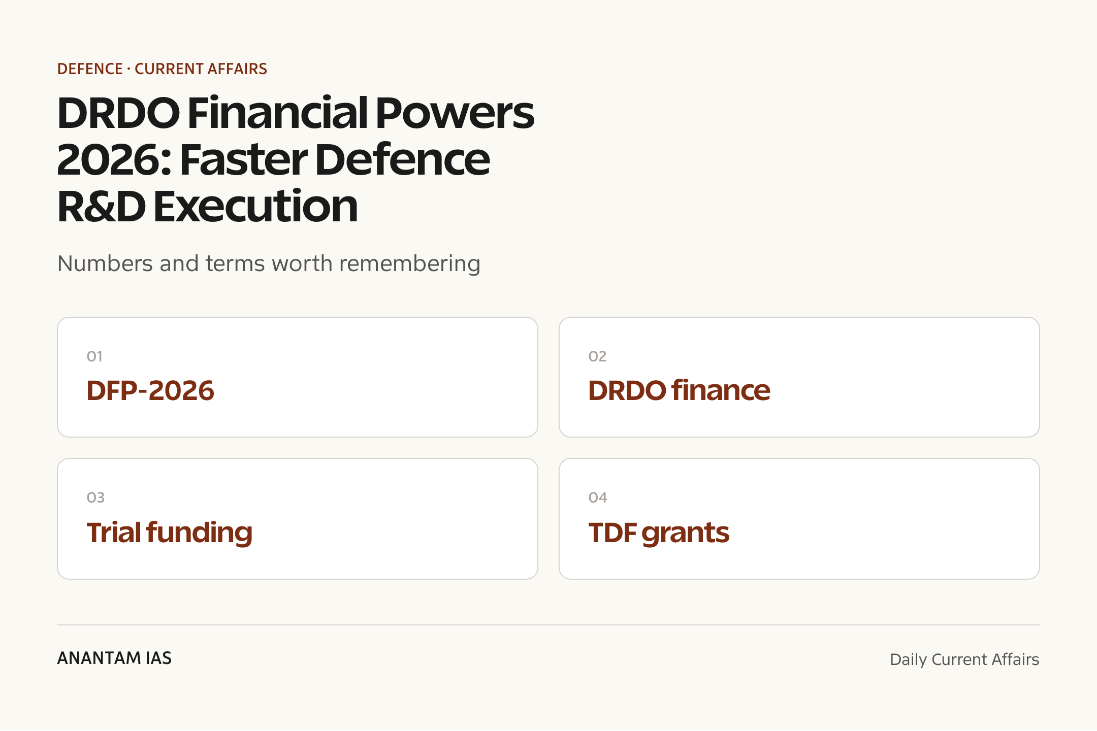 DRDO Financial Powers 2026: Faster Defence R&D Execution — quick facts