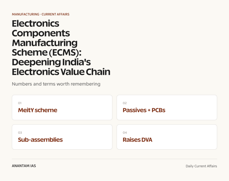 Electronics Components Manufacturing Scheme (ECMS): Deepening India's Electronics Value Chain graphic 1 for UPSC current affairs