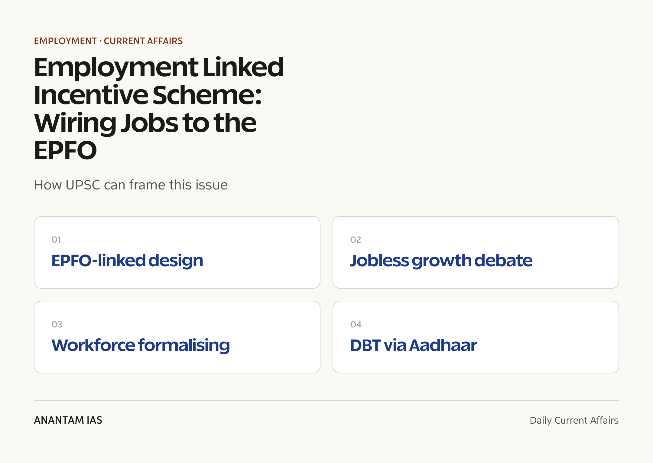 Employment Linked Incentive Scheme: Wiring Jobs to the EPFO — exam lens