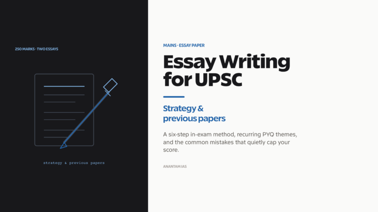 Essay writing for UPSC: strategy, paper format and previous-year analysis.