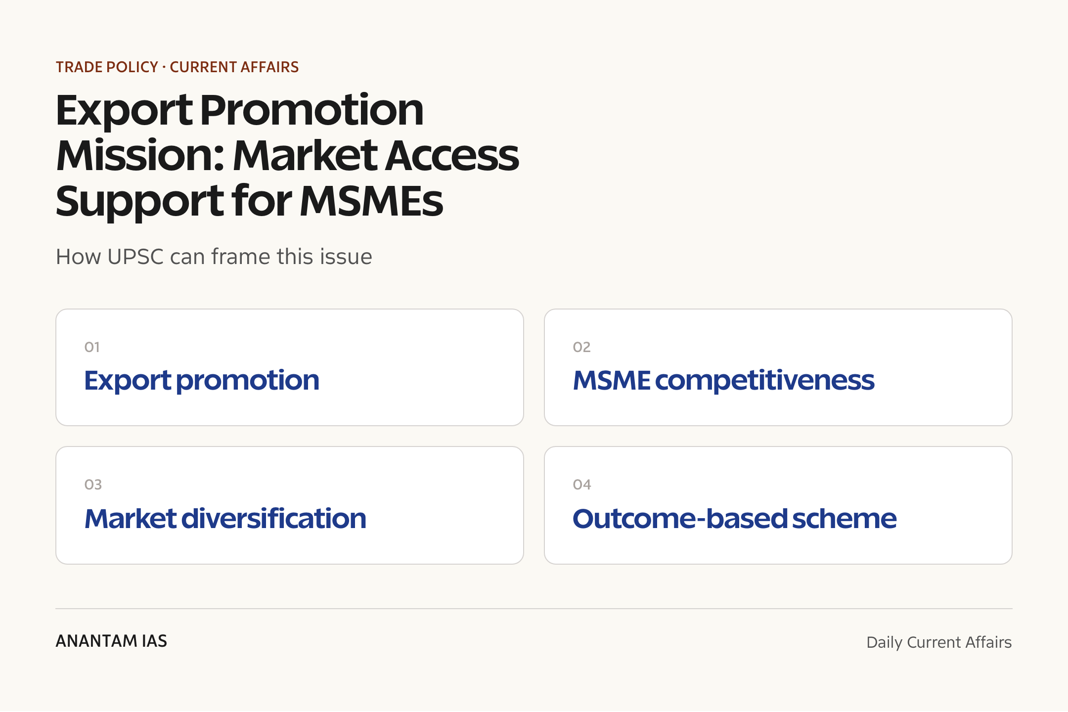 Export Promotion Mission: Market Access Support for MSMEs — exam lens