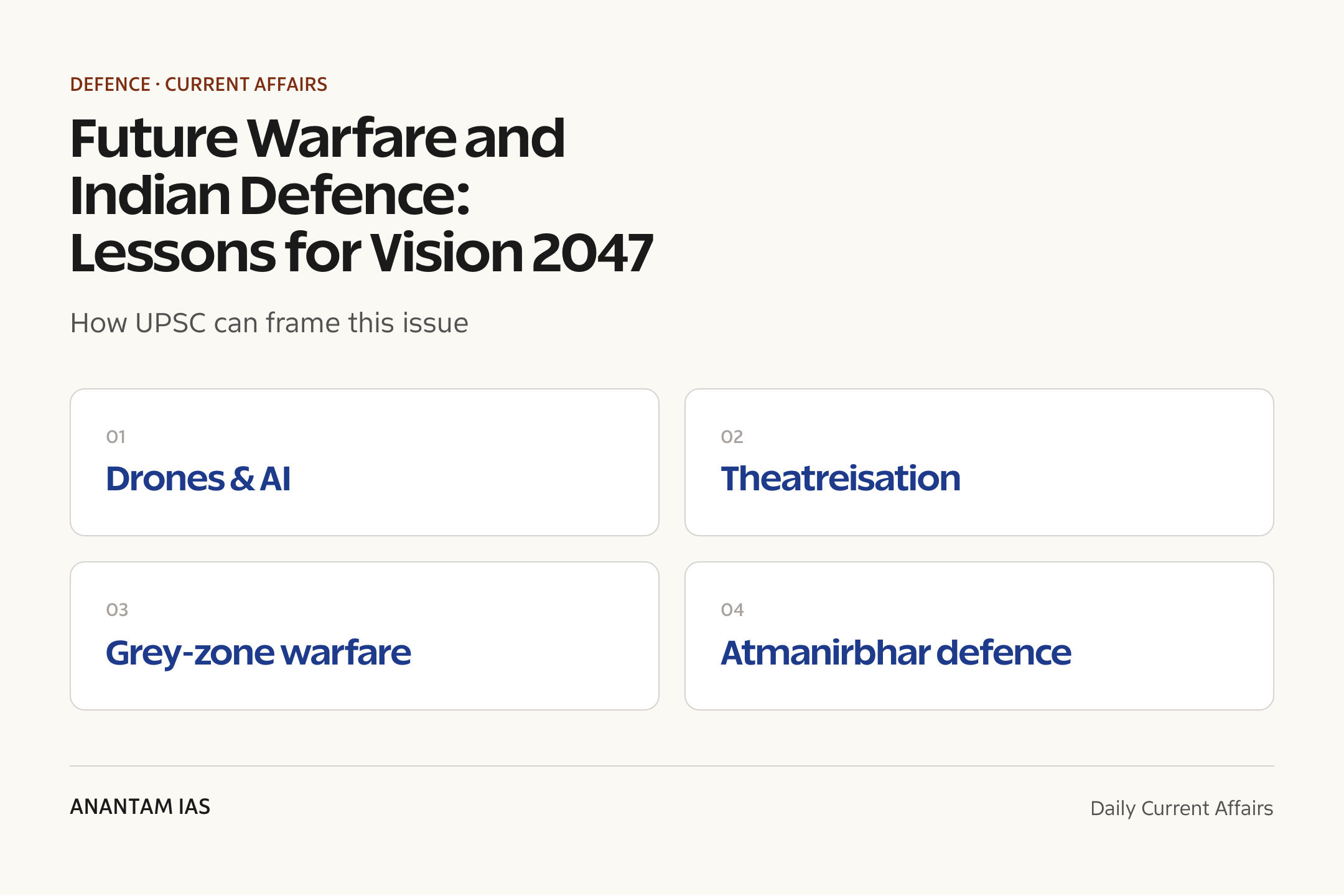 Future Warfare and Indian Defence: Lessons for Vision 2047 — exam lens