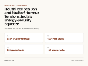Houthi Red Sea Ban and Strait of Hormuz Tensions: India's Energy-Security Squeeze graphic 1 for UPSC current affairs