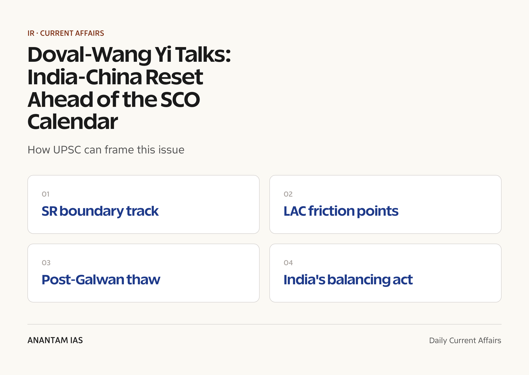 Doval-Wang Yi Talks: India-China Reset Ahead of the SCO Calendar — exam lens