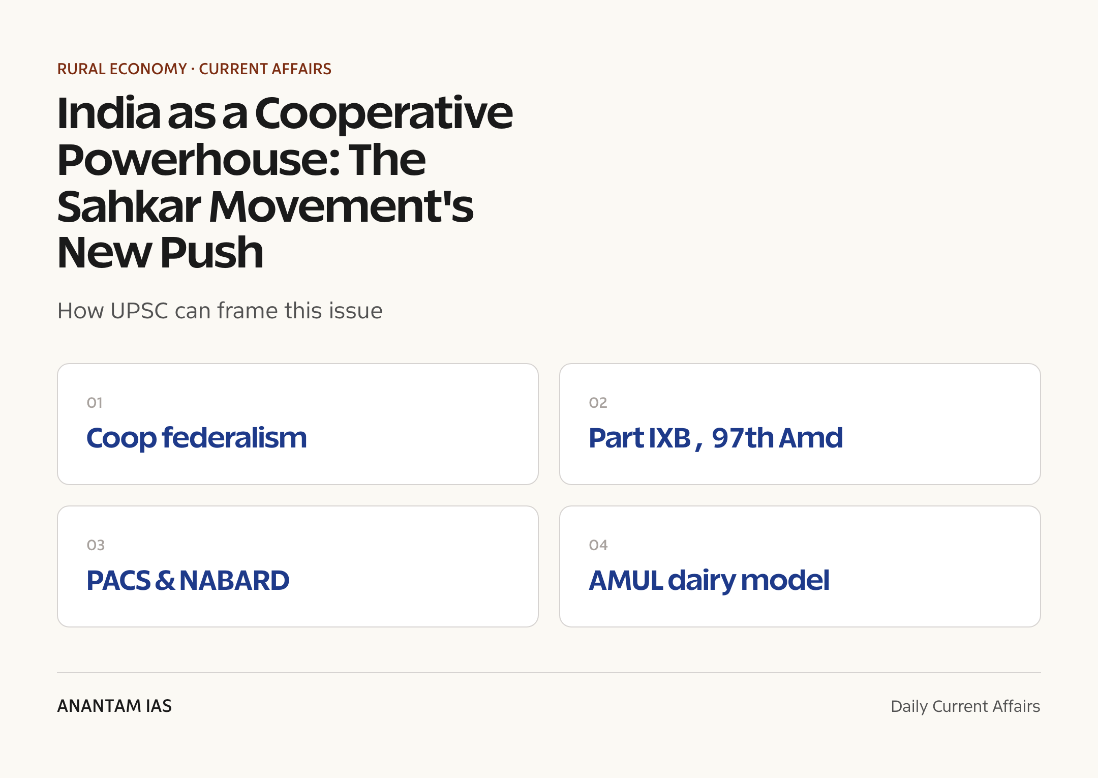 India as a Cooperative Powerhouse: The Sahkar Movement's New Push — exam lens