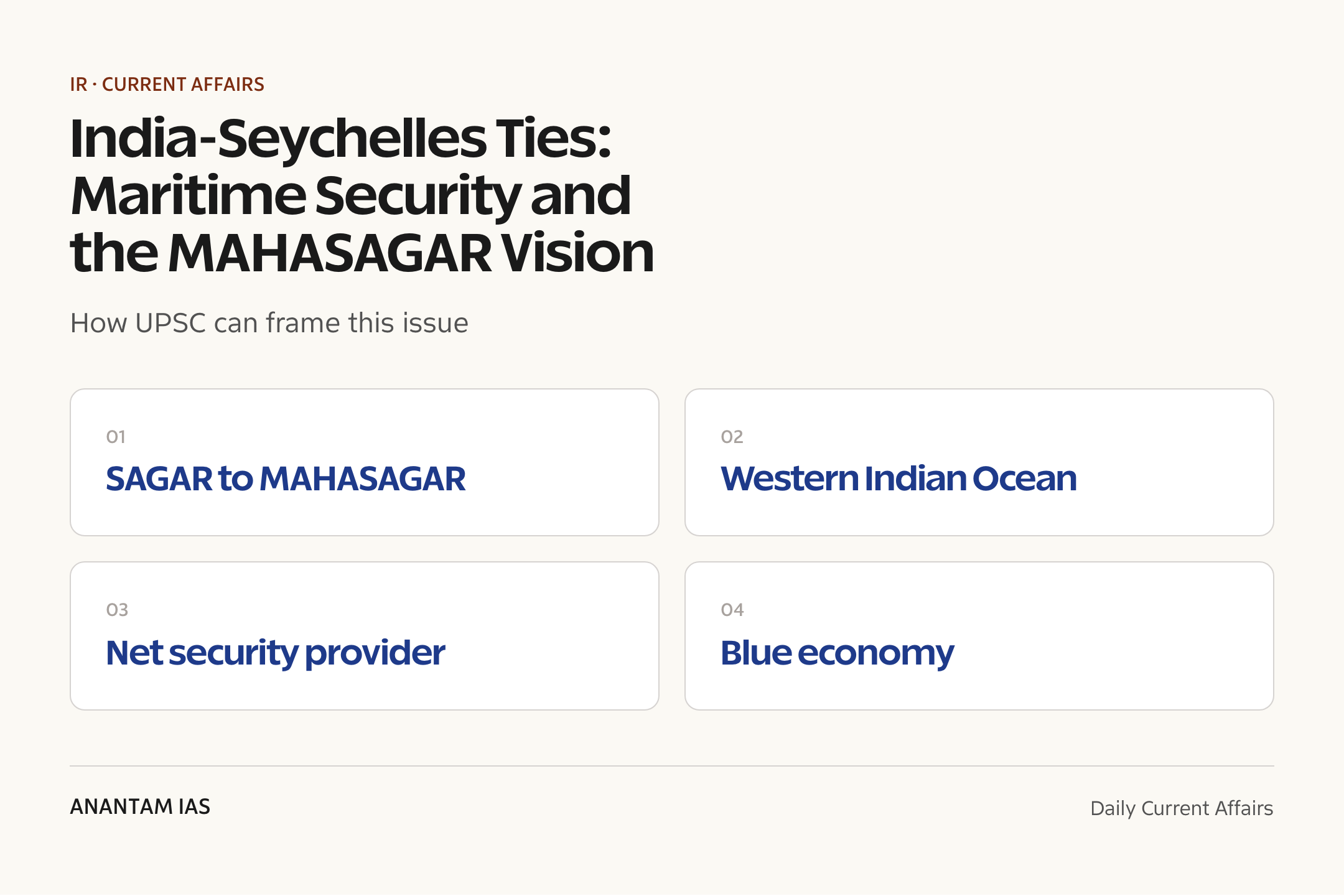 India-Seychelles Ties: Maritime Security and the MAHASAGAR Vision — exam lens