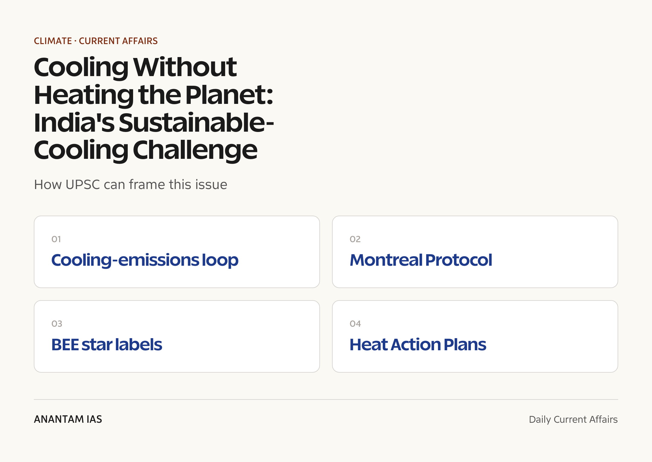 Cooling Without Heating the Planet: India's Sustainable-Cooling Challenge — exam lens