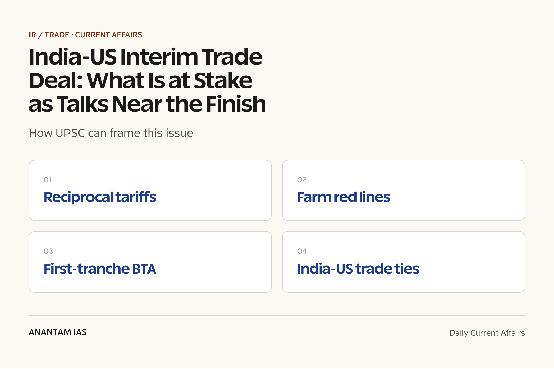 India-US Interim Trade Deal: What Is at Stake as Talks Near the Finish — exam lens
