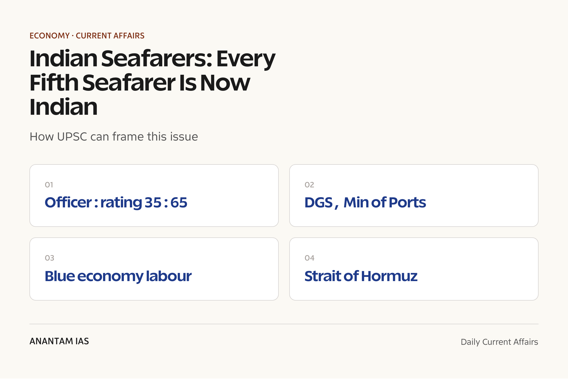 Indian Seafarers: Every Fifth Seafarer Is Now Indian — exam lens