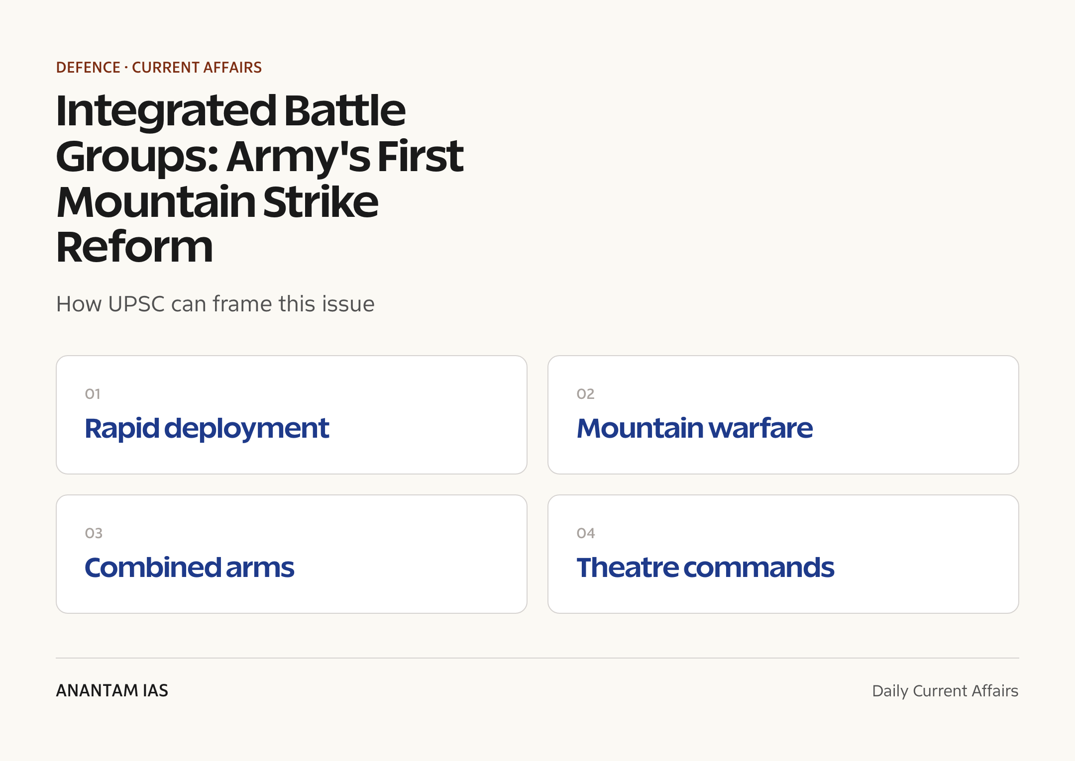 Integrated Battle Groups: Army's First Mountain Strike Reform — exam lens